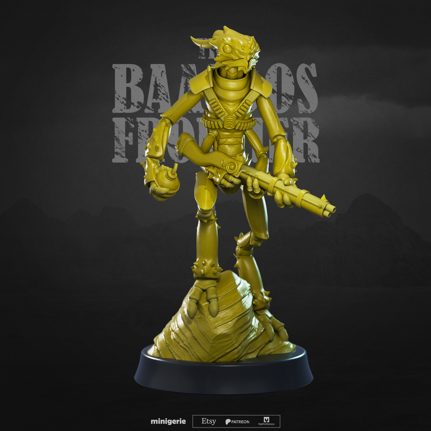 Ktix - Chitinoid Rifleman - DnD Miniature for Tabletop - 32mm